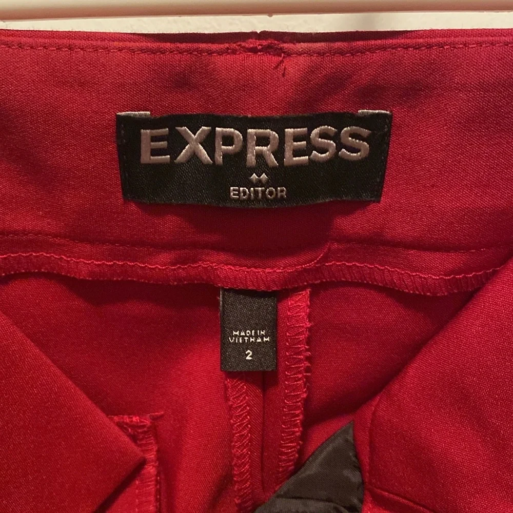 Express brand slacks. Editor style, red and color size 2. - Picture 3 of 3
